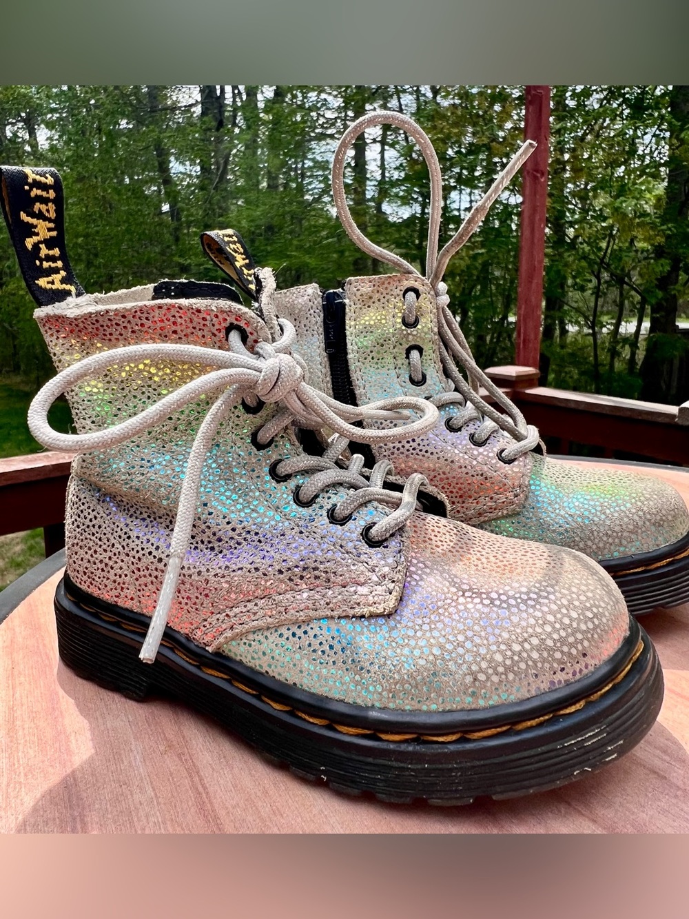 Dr Martens 1460 Pascal Iridescent Boots Rainbow Leather Toddler Kids Size US 7 - Picture 6 of 11